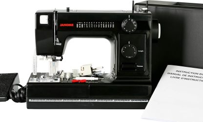 janome Máquina de Coser con Cuerpo de Aluminio Industrial HD1000 edición Negra con 14 Puntadas, Ojal de 4 Pasos, enhebrador de Agujas automático y alimentación descendiente