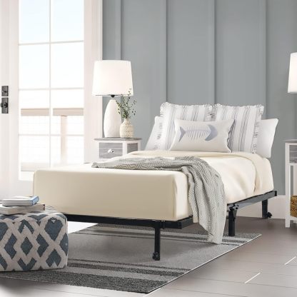 HOMEMAKE FURNITURE Marco de Cama de Metal, Cama Individual Plegable, Somier Individual Base de Cama, No Necesita Somier, Ahorra Espacio Almacenamiento, Negro