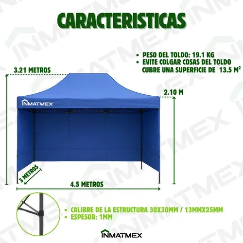 Carpa 3x4.5 Reforzado Plegable Impermeable Con Paredes Toldo
