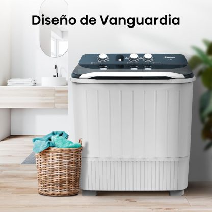 Hisense WSA1102PCN Lavadora Semiautomatica Doble Tina 11 Kg, Blanco/Gris
