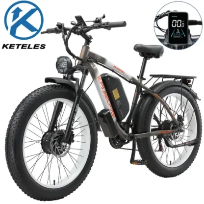 Bicicleta eléctrica de montaña KETELES 48V 23ah 1104WH Batería Doble Motor Bicicleta eléctrica de neumáticos gruesos - Todo terreno suspensión completa AWD E-Bike para adultos - Batería removible y rendimiento duradero