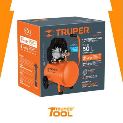 COMPRESORA 50 lt 2.5 HP HORIZONTAL TRUPER 15007 Truper COMP-50LT