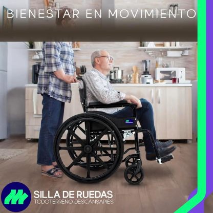 MEDICAL STORE Silla De Ruedas Ligera Adulto Mayor Todo Terreno Traslado Plegable Compacta Con Freno De Mano Rehabilitación Con Descansa Pies Abatible