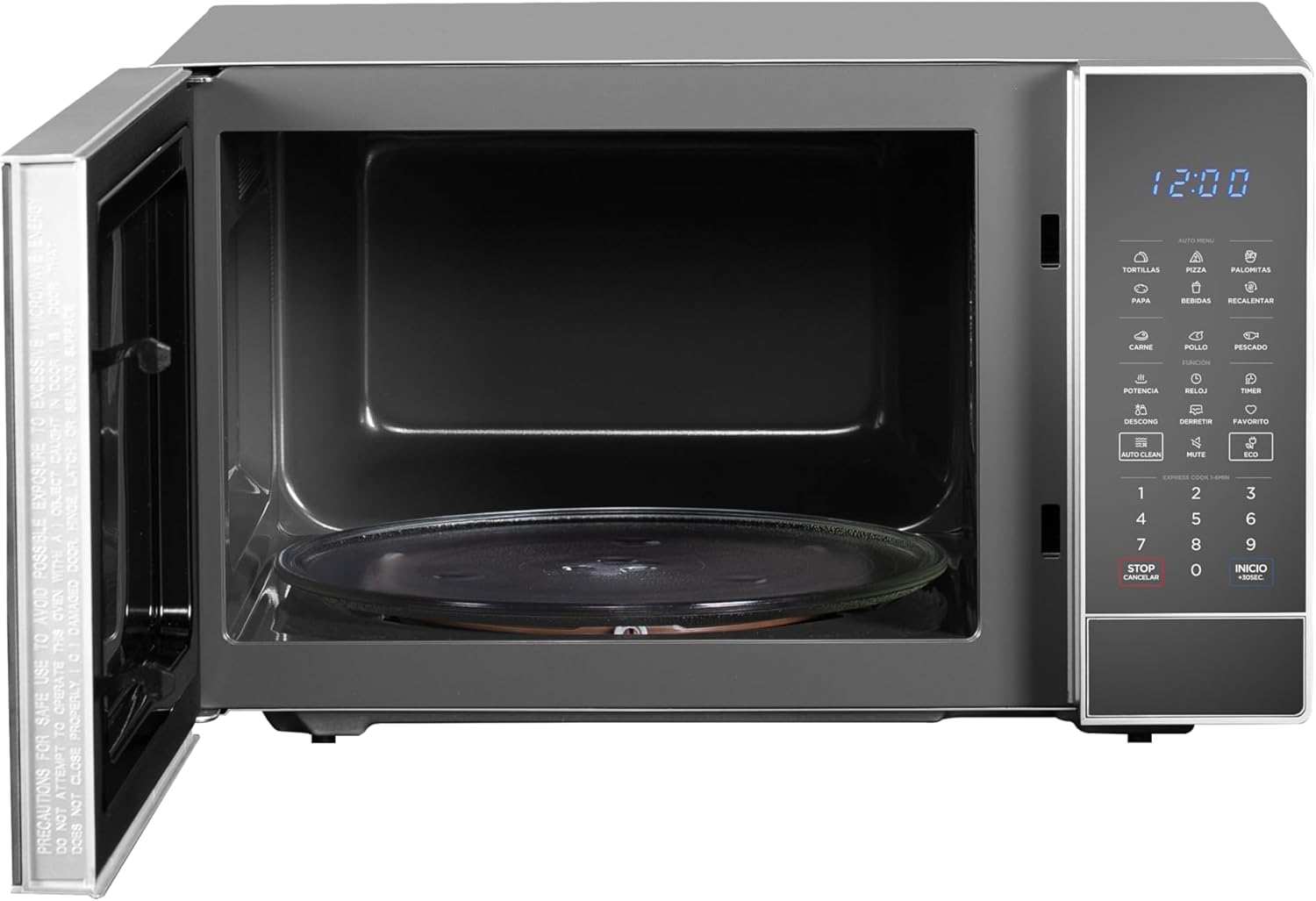 Midea MMDK14S2MG Horno de Microondas SmartECO 1.4 Pies Cúbicos 40L Silver Puerta Espejo