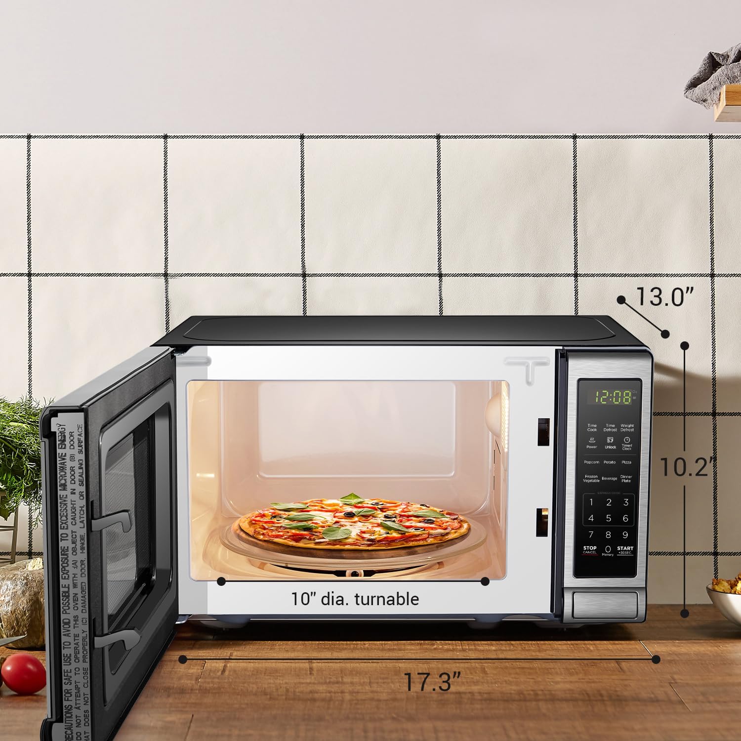 BLACK+DECKER EM720CB7 - Horno de microondas digital con puerta giratoria con botón pulsador, cerradura de seguridad infantil, 700 W, acero inoxidable, 0.7 pies cúbicos