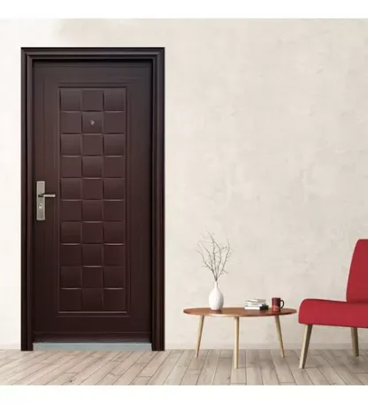 Protecto Home | Puerta de Seguridad Toledo 95-205 Apertura Derecha 100% Acero Color Chocolate