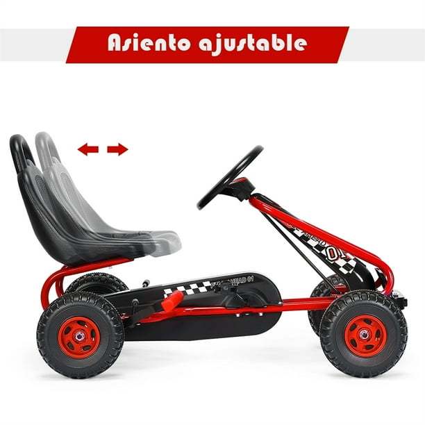 Costway Go kart de Pedales para Niños con 4 Ruedas Antideslizantes Asiento Envolvente y Freno de Mano Rojo 92 x 50 x 53 cm Costway Modern