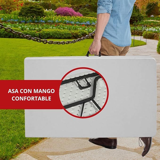 Mesa Plegable Plastico Tipo Portafolio 244cm Portatil Jardin Excelente Calidad Resistente Picnic Blanco Aire Libre Patio Multifuncional Tablon Plegable