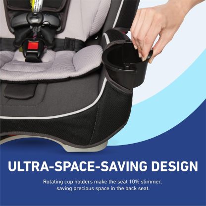 Graco SlimFit 3 en 1 Asiento de coche convertible, diseño que ahorra espacio, Darcie, adecuado para trasero y delantero, asiento elevador de respaldo alto con reposacabezas de 10 posiciones