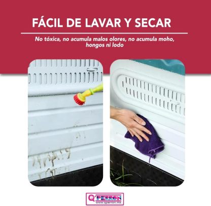 Q PERRON Casa para Perros Grande de Plástico con Puerta Métalica de 105 X 88 X 100 Cm. Amplia, Térmica, Impermeable con Ventilación, Piso Elevado, Fácil de Limpiar y Armar, Plegable.