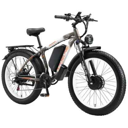 Bicicleta eléctrica de montaña KETELES 48V 23ah 1104WH Batería Doble Motor Bicicleta eléctrica de neumáticos gruesos - Todo terreno suspensión completa AWD E-Bike para adultos - Batería removible y rendimiento duradero