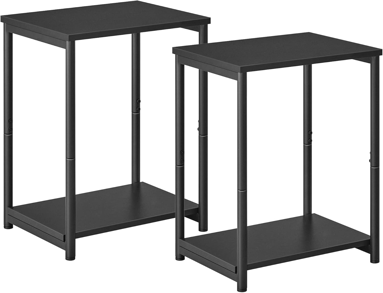 VASAGLE Mesas auxiliares, Juego de 2, Mesitas de Noche, con Estante de Almacenamiento, Marco de Acero, para Sala de Estar, Dormitorio, Estilo Industrial, Marrón Rústico y Negro MLET272B01