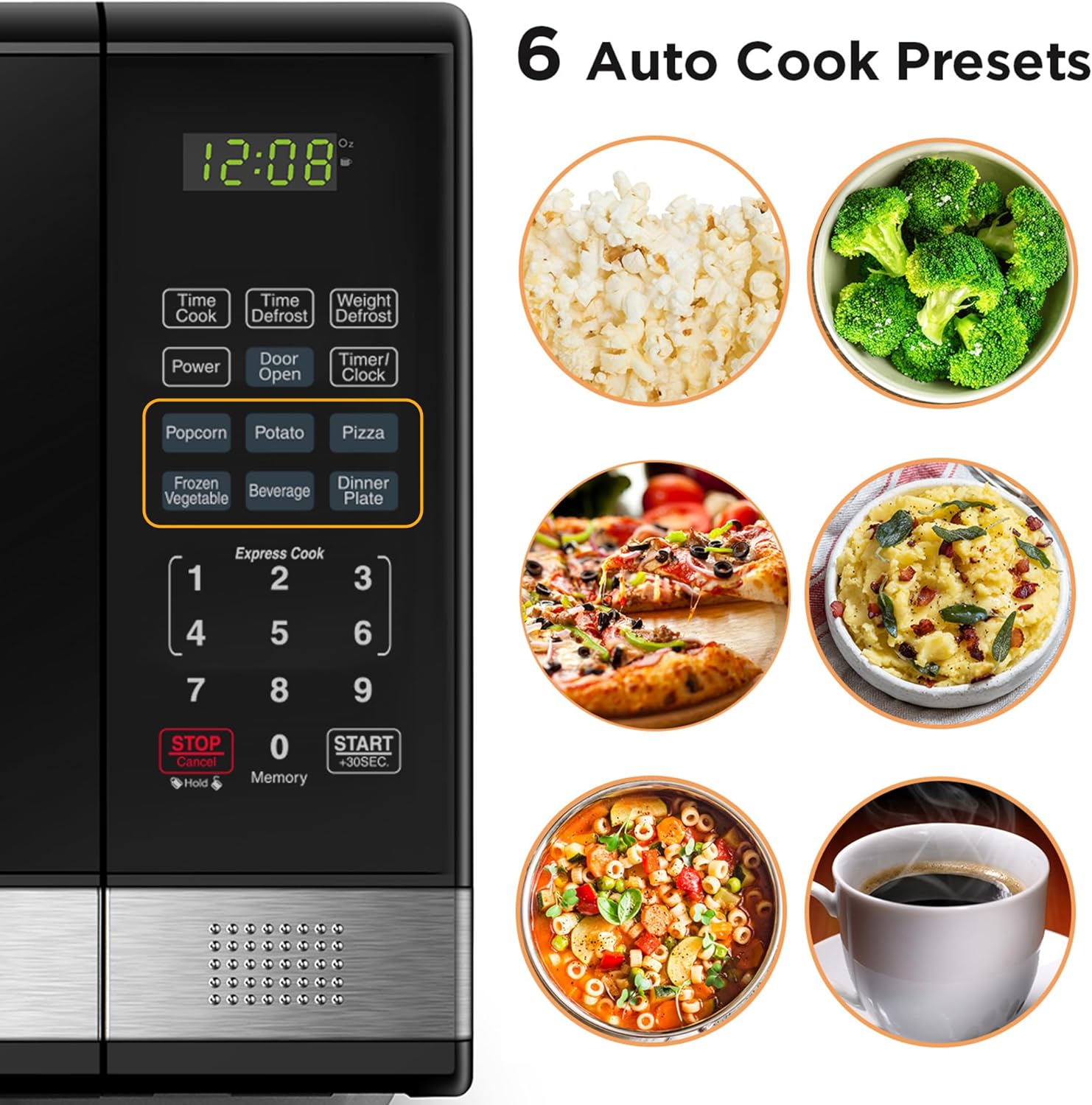 BLACK+DECKER EM720CB7 - Horno de microondas digital con puerta giratoria con botón pulsador, cerradura de seguridad infantil, 700 W, acero inoxidable, 0.7 pies cúbicos