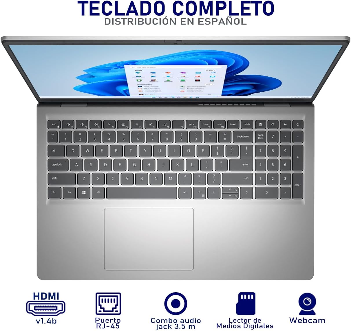 Dell Laptop Inspiron 3535 15.6" Full HD, AMD Ryzen 5 7520U 2.80GHz, 8GB, 512GB SSD, Windows 11 Home 64-bit, Español, Plata