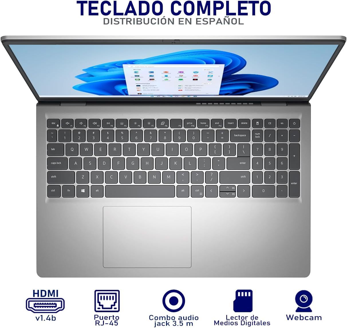 Dell Laptop Inspiron 3535 15.6" Full HD, AMD Ryzen 5 7520U 2.80GHz, 8GB, 512GB SSD, Windows 11 Home 64-bit, Español, Plata