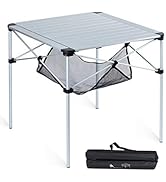 iClimb - Alu ligero y estable. Mesa plegable cuadrada enrollable con bolsa de transporte para acampar y picnic.