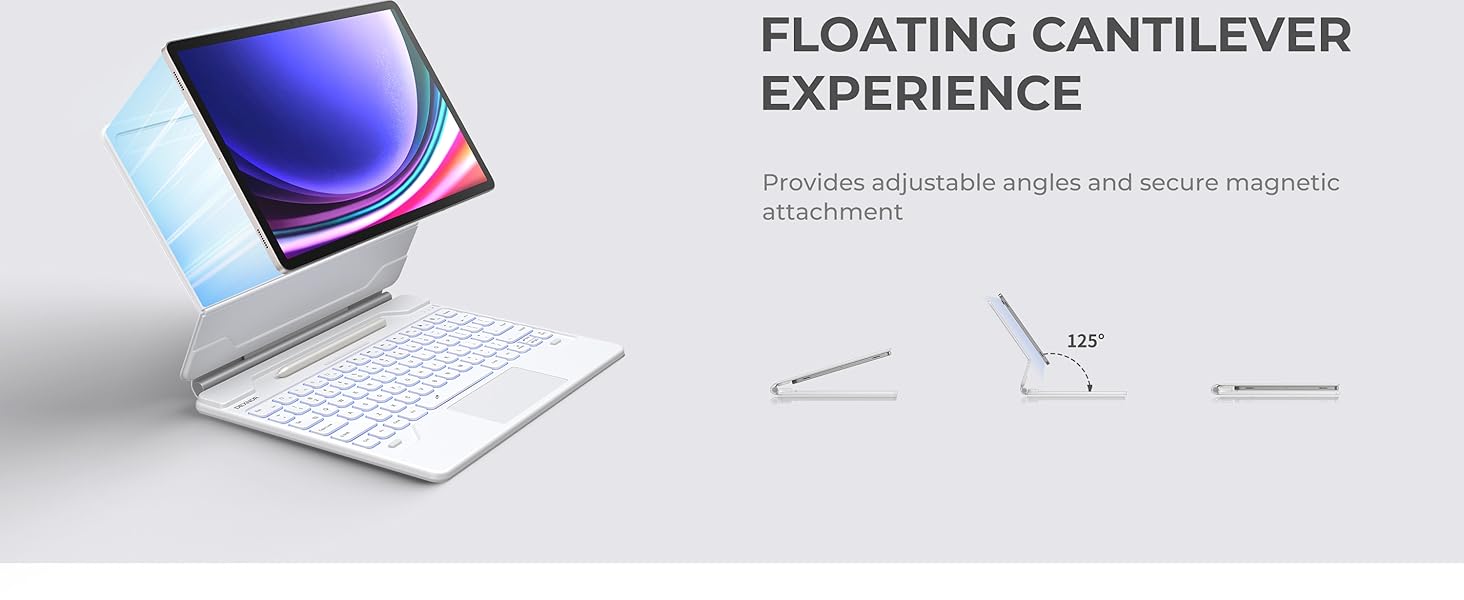 Funda para Samsung Galaxy Tab S9+ Plus/S9 FE+ Plus/S8+ Plus/S7+ Plus/S7 FE con teclado de 12.4 pulgadas