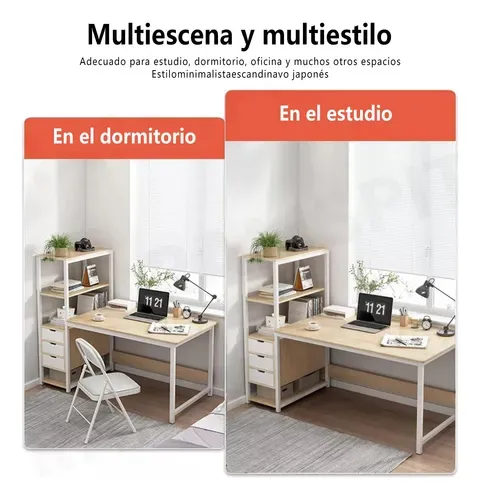 Escritorio De Computadora Con Combinación De Estantería 1.2m