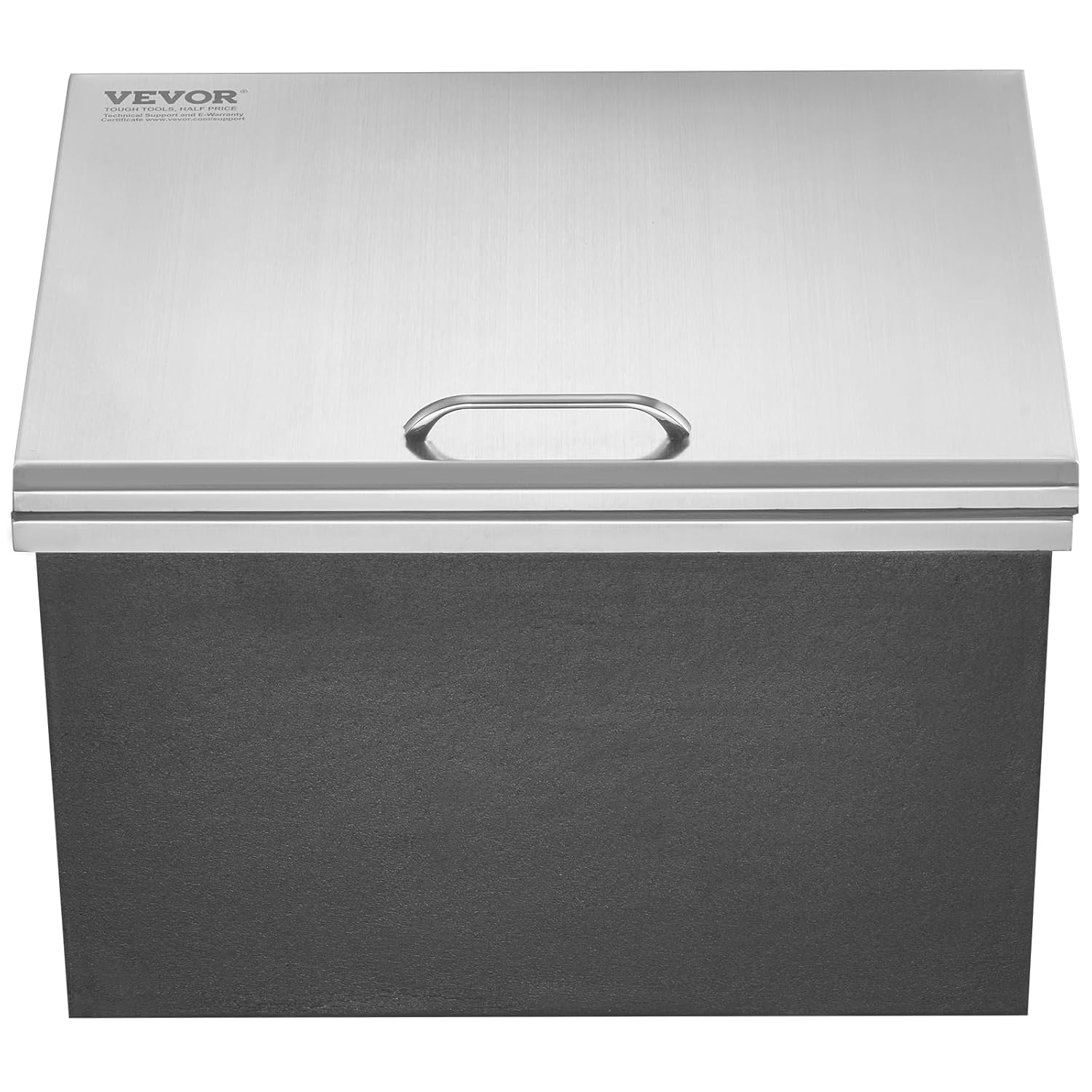 VEVOR - Cofre de Hielo de 20 Pulgadas de Largo x 16 Pulgadas de Ancho x 13 Pulgadas de Alto, Enfriador de Acero Inoxidable con Barra de Cubierta con bisagras, cubeta de Hielo de 40.9 Cuartos de galón