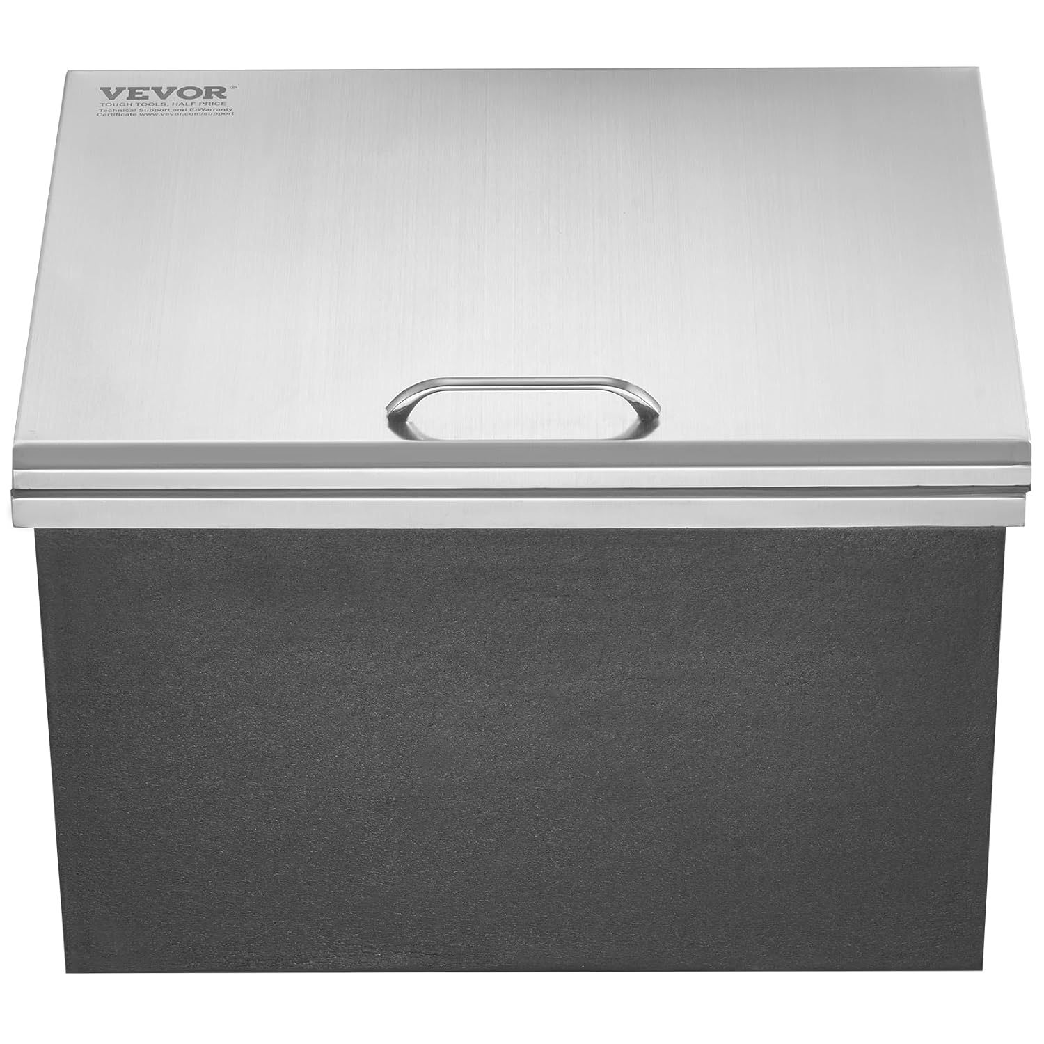 VEVOR - Cofre de Hielo de 20 Pulgadas de Largo x 16 Pulgadas de Ancho x 13 Pulgadas de Alto, Enfriador de Acero Inoxidable con Barra de Cubierta con bisagras, cubeta de Hielo de 40.9 Cuartos de galón