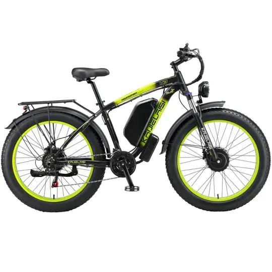 Bicicleta eléctrica de montaña KETELES 48V 23ah 1104WH Batería Doble Motor Bicicleta eléctrica de neumáticos gruesos - Todo terreno suspensión completa AWD E-Bike para adultos - Batería removible y rendimiento duradero