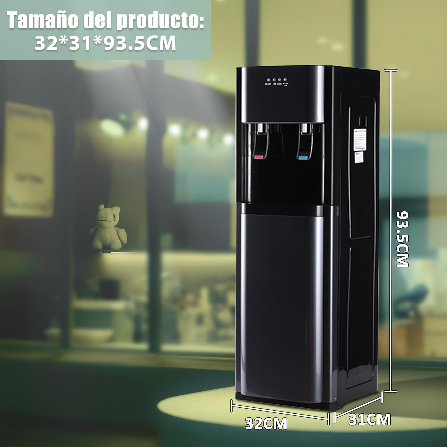 CHAGEE Despachador de Agua Garrafon Oculto 3 Ajustes de Temperatura Dispensador de Agua-Caliente Fría y Agua de la Habitación Dispensador de Agua de Acero Inoxidable para el Hogar (Blanco)