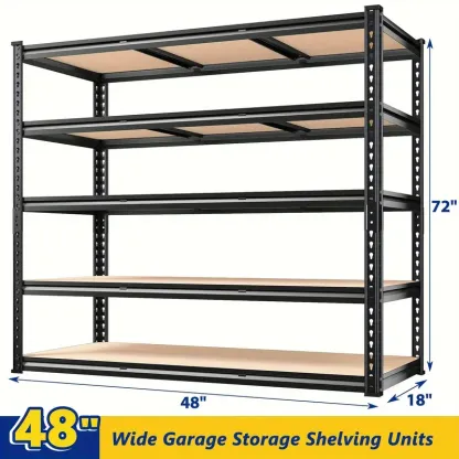 Estantería de garaje de 48.2" de ancho, estantes de almacenamiento de carga pesada de 2600 libras, estantes de metal de 72" de alto para unidades de estantería y almacenamiento, estantes de garaje ajustables para despensa,