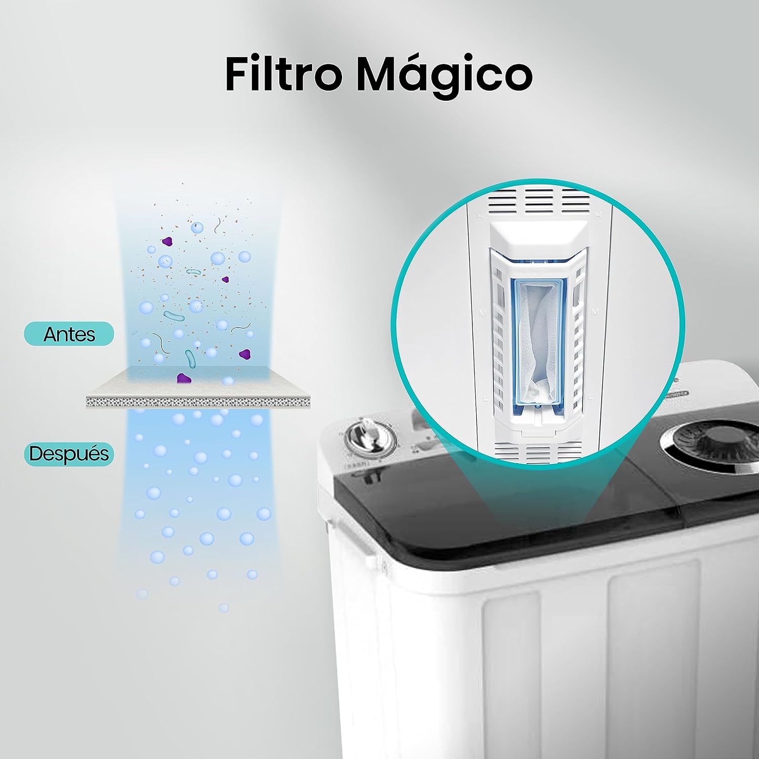 Hisense WSA1102PCN Lavadora Semiautomatica Doble Tina 11 Kg, Blanco/Gris