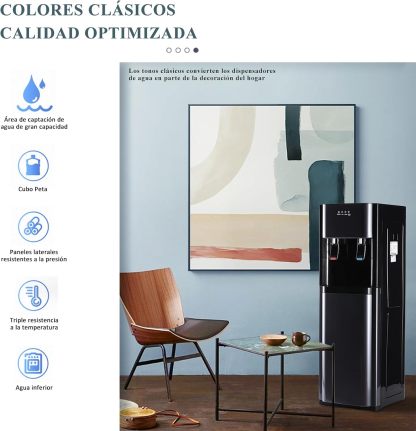 CHAGEE Despachador de Agua Garrafon Oculto 3 Ajustes de Temperatura Dispensador de Agua-Caliente Fría y Agua de la Habitación Dispensador de Agua de Acero Inoxidable para el Hogar (Blanco)