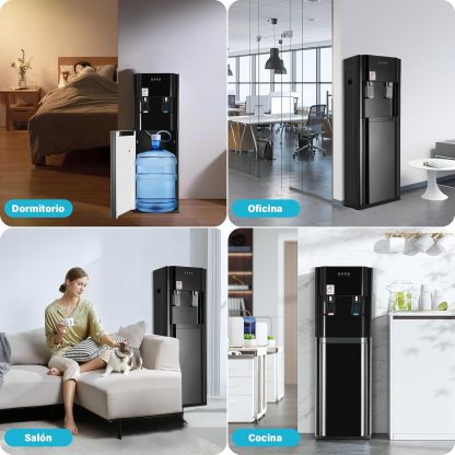Ykioea Dispensador de Agua con Garrafón Oculto, Dispensador de Agua Fria y Caliente, Enfriador de Agua, Bloqueo de Seguridad, para Hogar Oficina, Dormitorios