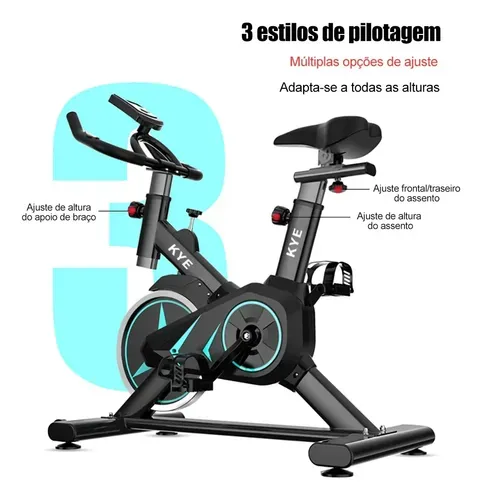 Kye Bicicleta De Spinning Fija 8kg Ejercicio Cardio Negro