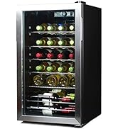 BLACK+DECKER Refrigerador de vino refrigerador, compresor de 26 botellas, refrigerador de vino con luz azul y ...