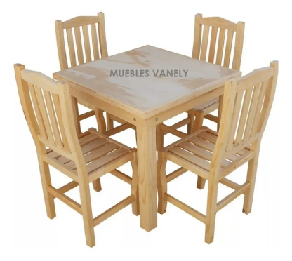 Set 4 Sillas Y Mesa Madera Paris 80x80 Uso Restaurante Bar