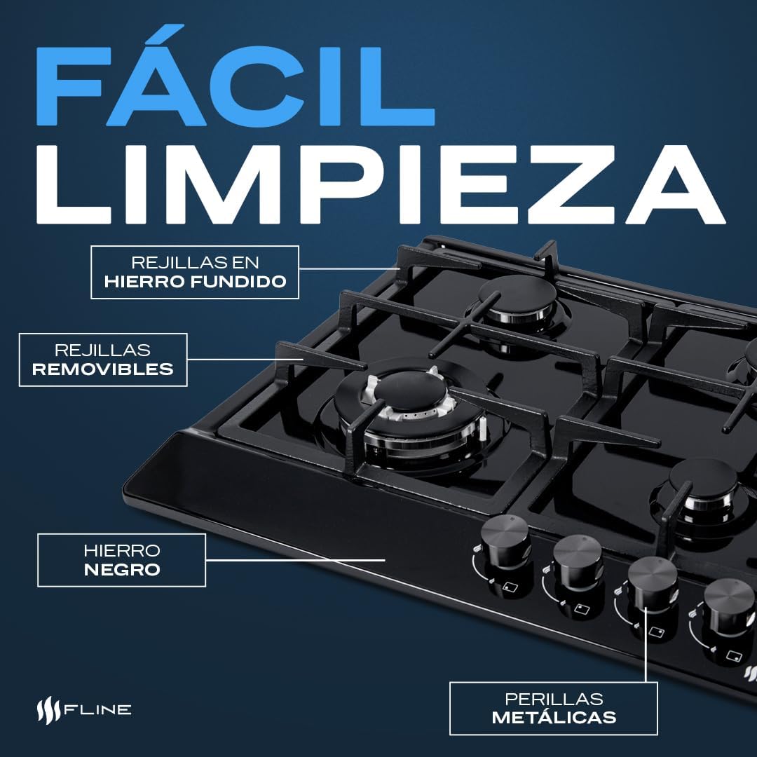 Parrilla De Gas Empotrable 4 Quemadores | Acero Inoxidable | Gas LP Y Gas Natural | Encendido Electrónico | Estufa De Mesa | Parrilla De Inducción | Fácil Limpieza