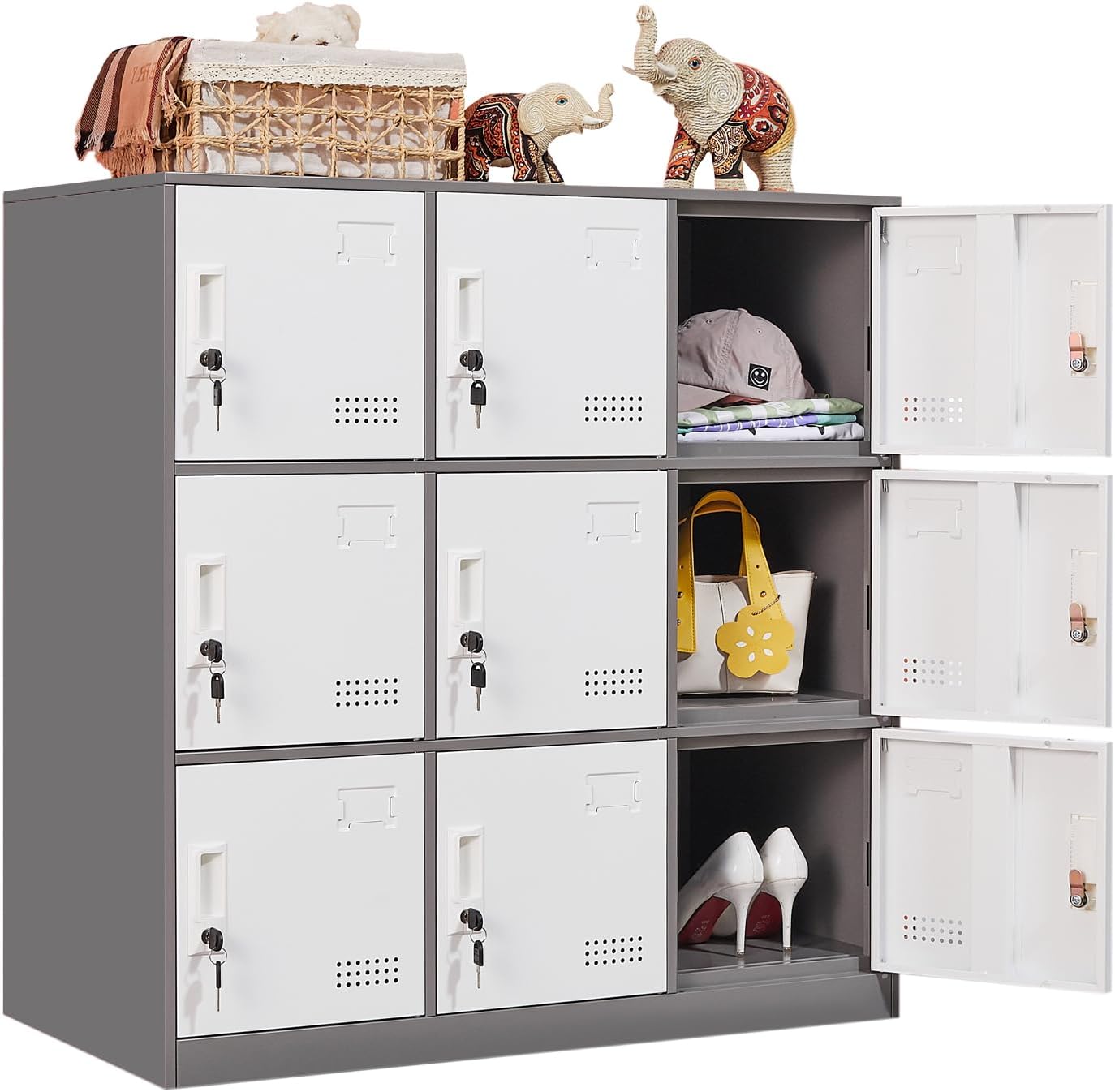 Organizador de clóset para estudiantes, clóset de acero para múltiples puertas, pequeño organizador de almacenamiento de gabinete, archivador de oficina, clóset de hogar, clóset de gimnasio