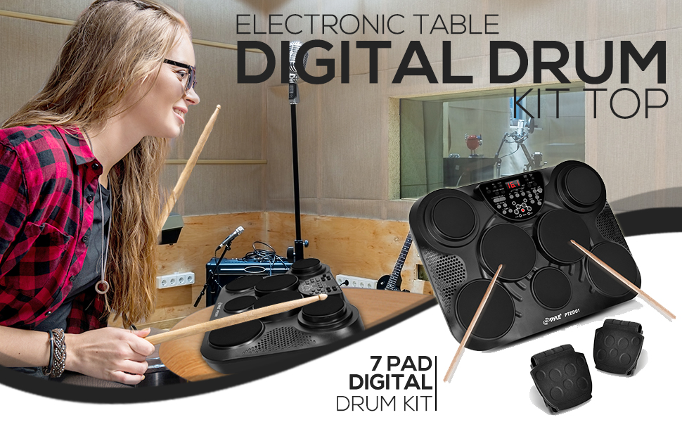 Kit de tambor digital de mesa electr&Atilde;&sup3;nica con 7 almohadillas kit de tambor digital