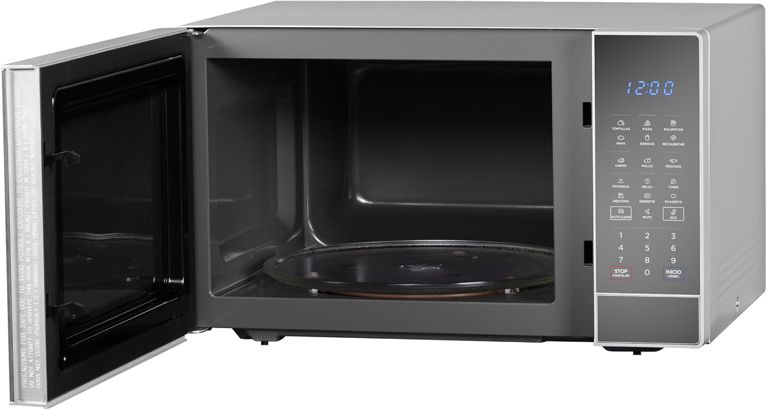 Midea MMDK14S2MG Horno de Microondas SmartECO 1.4 Pies Cúbicos 40L Silver Puerta Espejo