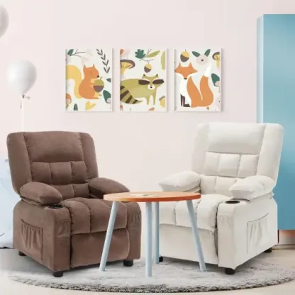 Silla reclinable para niños, sillón reclinable para niños pequeños con portavasos y bolsillos laterales, reposapiés y reposacabezas ajustables, sofá para niños para niños y niñas de 3 años en adelante