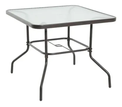 Mesa/sillas De Jardin, Vidrio Templado Con Sombrilla, Beige