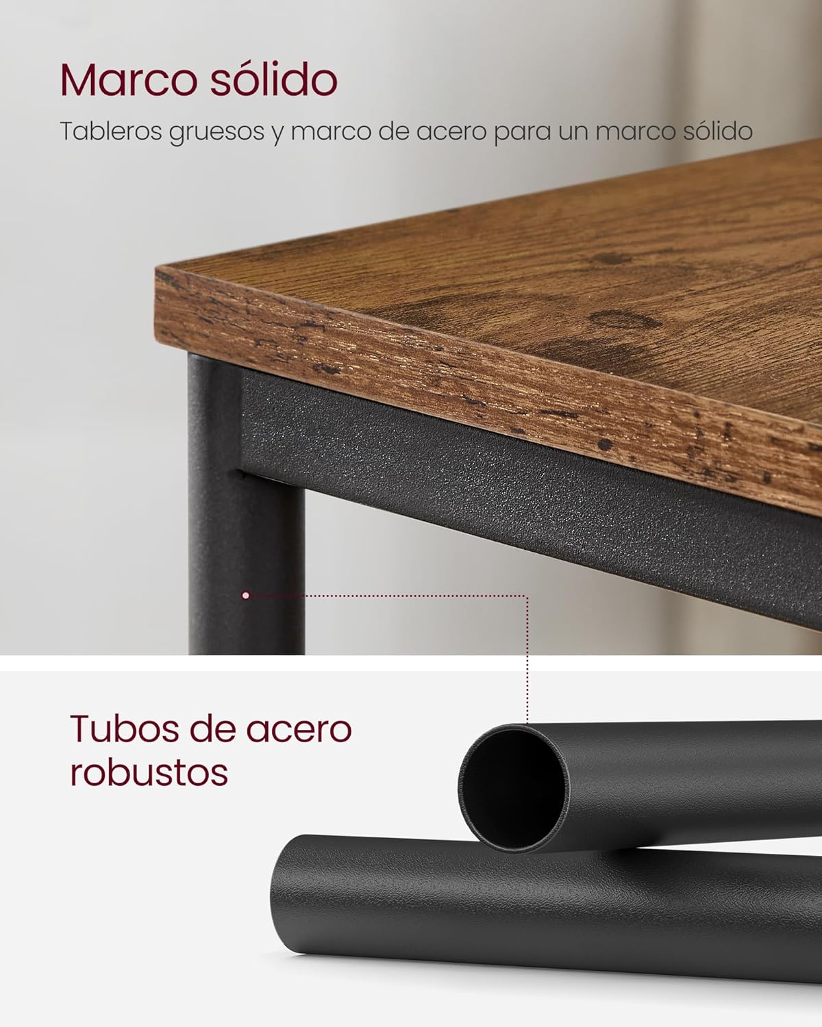 VASAGLE Mesas auxiliares, Juego de 2, Mesitas de Noche, con Estante de Almacenamiento, Marco de Acero, para Sala de Estar, Dormitorio, Estilo Industrial, Marrón Rústico y Negro MLET272B01