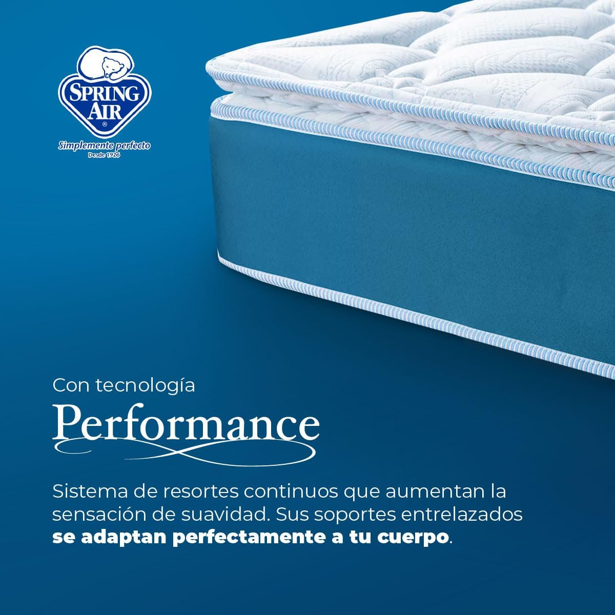 Spring Air Pack Colchón COTA Matrimonial Más 2 Almohadas y Cubre Colchon, Juego De Sabanas | Tecnología Performance | Confort y Soporte Ortopédico | Colchon Confort Medio