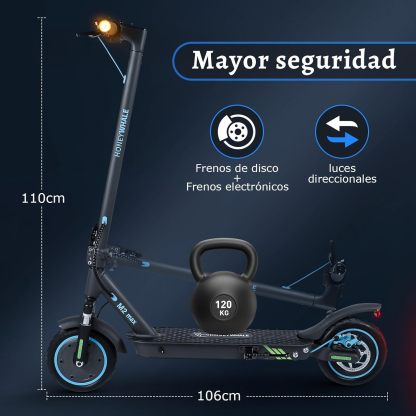 HONEYWHALE M2 MAX Scooter Eléctrico Plegable para Adultos, Motor de 500 W de Potencia Máxima, Velocidad Máxima 32KM/H, 22KM con Una Carga Completa, Patin Eléctrico con App Control Bluetooth