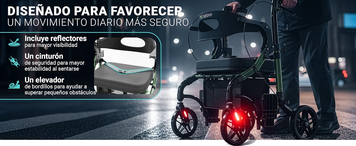Silla de ruedas para adultos con características de seguridad.