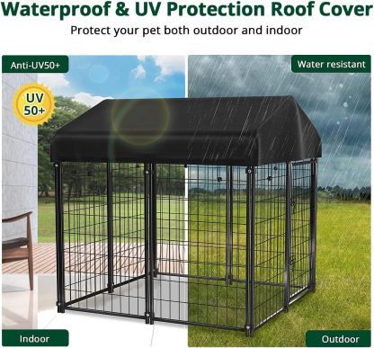 PawGiant Caseta para Perros al Aire Libre con Techo Impermeable para Mascotas Medianas y Pequeñas, 4x4x4.5 pies, Jaula y Corral Interior/Exterior