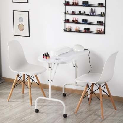 Mesa de manicura Yaheetech portátil y plegable de 37 pulgadas, blanca