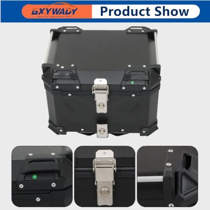 GXYWADY - Carcasa superior para motocicleta, 55L-X, color plata, aleación de aluminio, caja trasera para motocicleta, con espacio amplio y aspecto fresco, caja trasera para maletero de motocicleta,