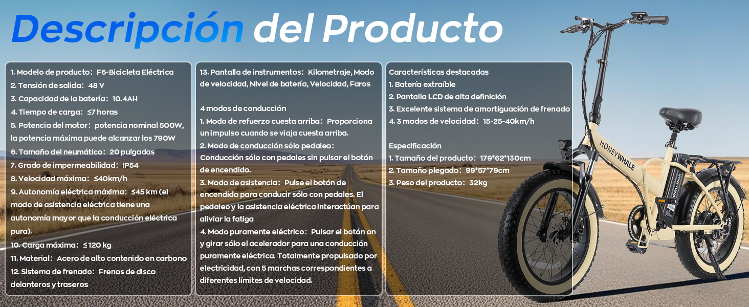 HONEYWHALE F6 Bicicleta de Montaña de 7 Velocidades