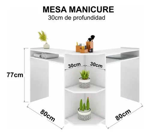 Mesa Para Uñas Manicura 3 Repisas Y Esmaltero Esteticas Spa