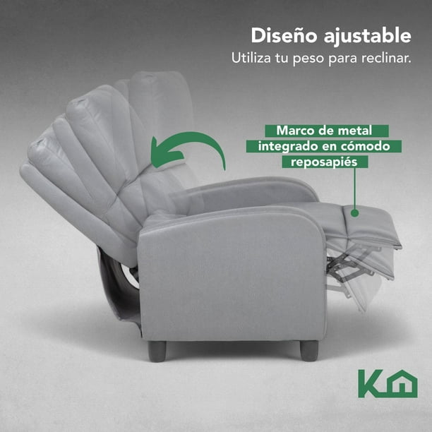 Sillon Reclinable Reposet Sofa Individual Tela Moderno Sala gris