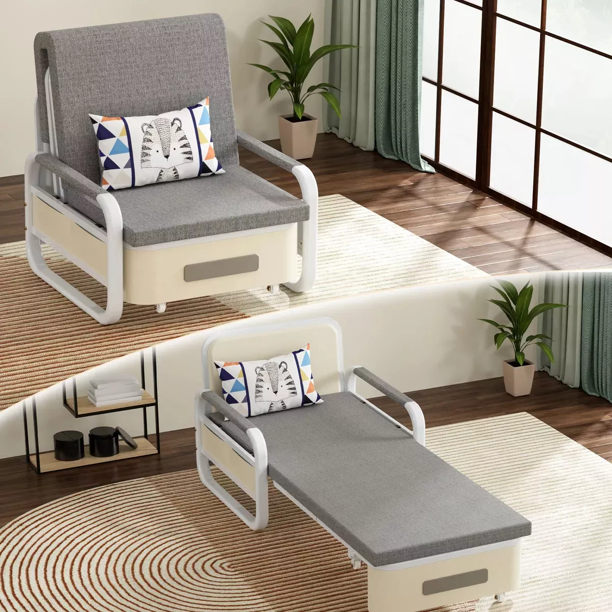 Sofá Cama Individual Plegable Y Con Almacenaje